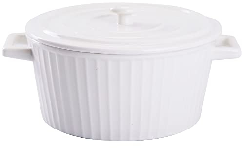 WHJY White Colorful Ceramic Casserole Dish with Lid,1 Quart Ceramic Casserole Pan for Bakeware Oven