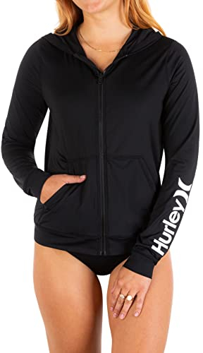 Hurley Damen Rashguard mit Reißverschluss Rash-Guard-Shirt, Schwarz, XS
