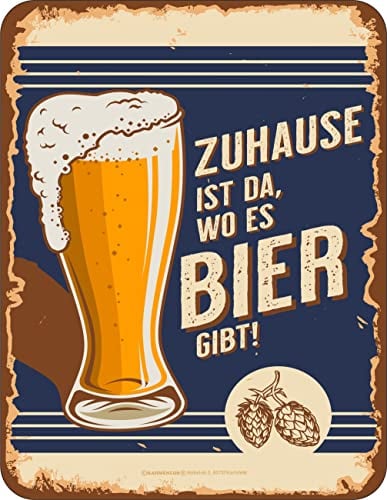 Original RAHMENLOS Deko Blechschild für Männer - Zuhause ist…