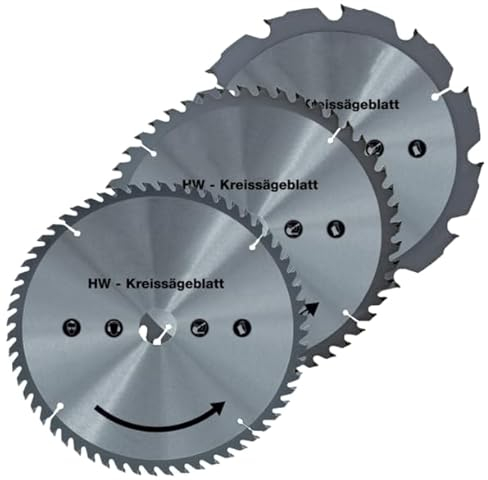 WALTER - Hartmetall Sägeblatt-Set, Sägeblatt, Hartmetall Kreissägeblätter, Optimal für das Schneiden von Holz Spanplatten Kunststoffe und Nichteisenmetalle (210 mm)