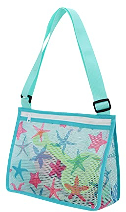 ikasus Strandtasche Übergroße Sandspielzeug Tasche, Wasserspielzeug Rücksack Beutel, Faltbar Wiederverwendbar Kinder Badetasche, Aufbewahrungsbeutel für Kinderspielzeug, Kleidung, Strandtücher, Blau