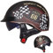 Casque Bol Homologué ECE Casque Jet Brain - Cap Demi-Casque Moto Vintage Casque Demi-Coque RéTro Ouvert Casque à VisièRe IntéGréE Cruiser Chopper Scooter Cyclomoteur,A-XXL=（63~64cm）