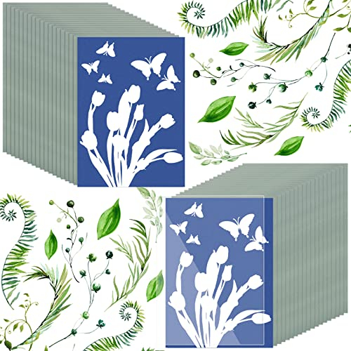 36 Blatt Cyanotypie-Papier, hochempfindliches Sonnendruck-Naturdruckpapier, Sun Art Paper Kit Solardruckpapier lichtempfindliches Papier für Erwachsene zum Basteln (weiß 8,26 x 5,8)