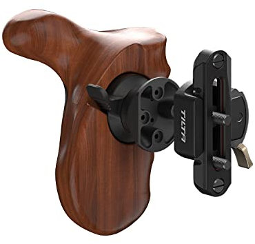 TILTA TA-AWH8-L-B-1 Advanced Left Side Wooden Handle + NATO Slider Adjustable Camera Cage Side Grip for Tilta A7M4 A7S3 BMPCC 6K pro GH6 Cage (Type VIII Left Side Wooden Handle)