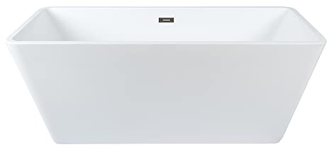 MILANO White 1615x720mm Double Ended Freestanding Square Bath Grey Overflow