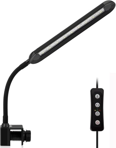 Aquarium Licht 3 Lichtfarbmodi 5 stufige Helligkeitseinstellung mit Timer und Memoryfunktion Aquarium Beleuchtung geeignet für Wasserpflanzen und Süßwasser Aquarien (9W für 30-40 cm Aquarien)
