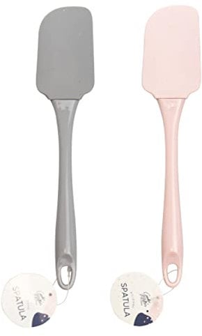 2Pcs Silicone Spatula Set, Heat Resistant Non-Stick Rubber Kitchen Spatulas for Cooking and Baking- Best Silicone Utensil Set (Blush Pink & Grey)