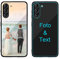 MXCUSTOM Personalisierte Handyhülle für Samsung Galaxy S23 5G, Benutzerdefiniert Kratzfest Gehärtetes Glas Weicher Stoßfänger Hülle mit Eigenem Foto Bild Text Individuelle Schutzhülle(GHS-BK-P1)