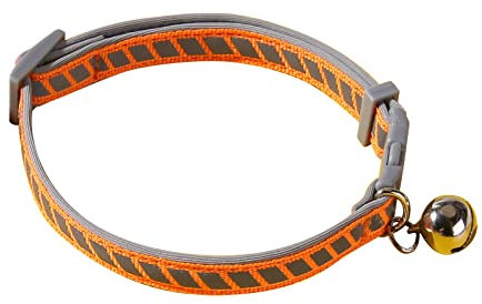 Caritierily Hundehalsband Welpen Verstellbar Reflektierendes Katzenhalsband SafetyS Schnellverschluss mit Glocke Verstellbares Hundehalsband Flash Hundehalsband Night Glow (Orange, One Size)