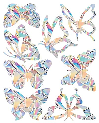 8 Stück Schmetterling Anti-Kollision Fensteraufkleber für Vogelschläge – Prisma nicht klebendes Vinyl Fensteraufkleber Haften – Glastüren Dekor