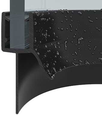 Black pre Curved Shower Seal for 4-6mm Glass Available in 3 fin Depths (Black, 17mm)