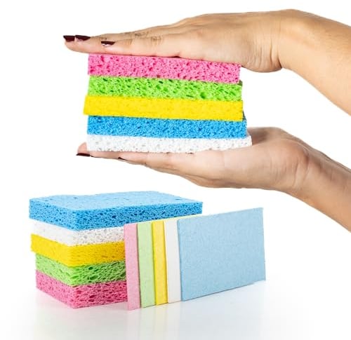 BioGo 30 Pack Compostable Pop-Up Sponges - Expanding, Non-Scratch, Plant-Based Dish Sponges for Kitchen