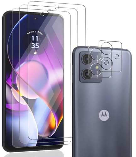 Zerrshoo 3+2 Piezas Cristal templado 9H Dureza para Motorola Moto G54 5G | Protector Pantalla con Protector Lente Cámara, Instalación Fácil, HD Claro Protección, Antiarañazos, Sin Burbuja, Face ID