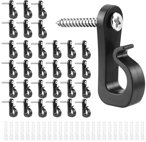 YiliYa 30 Stück Q-Hanger, Schraubhaken Haken, Mit Edelstahlschraube Home Weihnachtsbeleuchtung Haken für Outdoor Lichterketten, Garage, Neujahr, Party, Außenhaken für Lichterkette im Freien（Max 20kg）