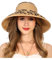 sy soul young Sommerhut für Damen Strohhut Sonnenhut Ponytail Loch Wide Brim Faltbar uv Schutz 50 Hut Packable visorencap(Khaki mit Leopard 2)