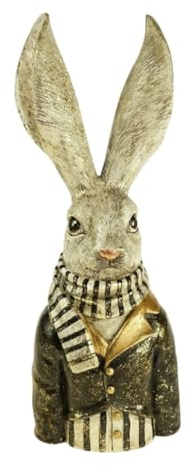 MACOSA HOME XXL Hasenbüste 41,5 cm Osterhase Osterdeko schwarz weiß Gold Gentl3men Hase (Mit Schal)