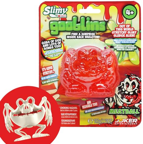 SLIMY Gooblins | schleimige Ghost Schleim Monster | 100g super dehnbarer Original Slimy Slime | mit lustig gruseligen Skeletten zum Entdecken und Sammeln | Knetspielzeug (3 Jahre), Farbe:Rot