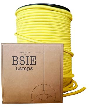 Câble électrique en tissu premium, pour bricolage et restauration - Textile, élégant et chic pour lampes et bureau à domicile (Jaune, 2 metre)