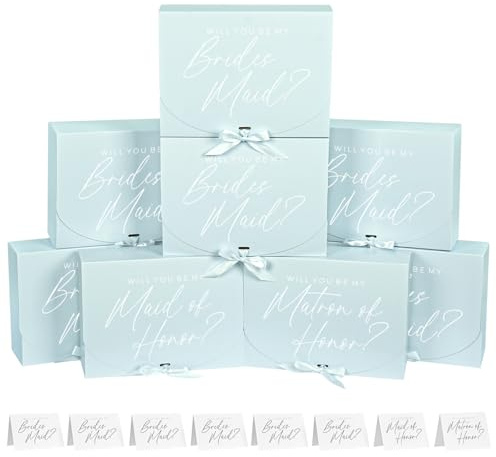 WLUSEAXI Brautjungfern-Antragsbox mit Karten, Matrone und Trauzeugin, Geschenkbox, Aufschrift Will You Be My Bridesmaid, Blau