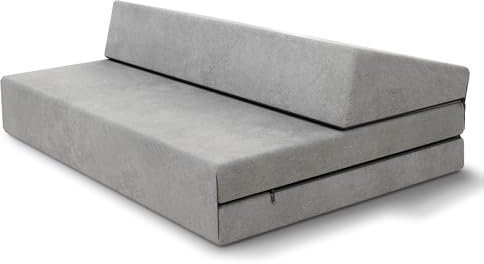 FDM Klappmatratze Suzi 120x200 cm Kaltschaum Gästematratze Höhe 9 cm Härtegrad H3 Öko-Tex Allergikergeeignet Bezug Trinity Waschbar grau
