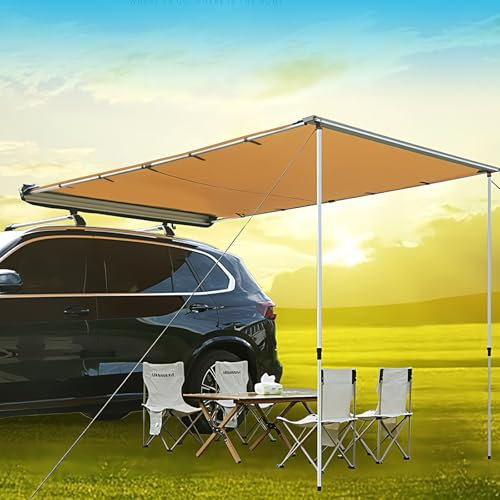 CLLXDZ Auto Markise Vorzelt, Wasserdicht Sonnensegel Camping Dachzelt Dachträger Sonnenschutzdach mit UV-Schutz & Wasserdicht-Coating Heckklappe for Auto SUV Wohnwagen PKW Van Outdoor