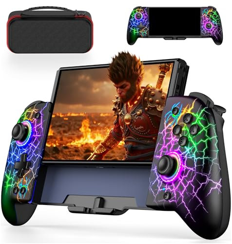 Elegamefy JC Series Controller & Switch Tasche, One-Piece Handheld Switch Controller mit Programmierbar/Turbo/RGB Licht für Nintendo Switch/OLED