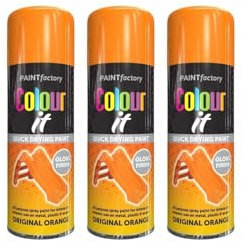 SDMAX Orange Gloss Spray Paint, Smooth Finish, Quick Drying, Long Lasting, Non-Cracking, Easy To Use, Lightweight And Portable, Interior And Exterior Use, 400ml (3PCS)