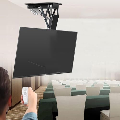 Soporte de techo motorizado para TV - Soporte de pared para TV, soporte de techo inclinado motorizado oculto plegable hacia abajo, se adapta a pantallas de televisores planas y curvas de 32 a 70 pulga