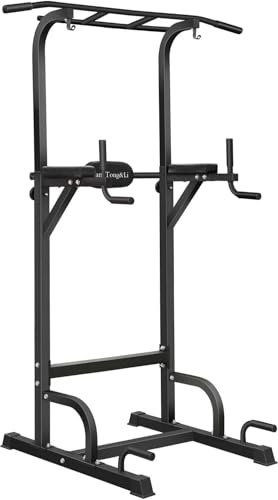 BangTong&Li Power Tower Dip Station Verstellbare Klimmzug- & Dip-Ständer, Multifunktionales Krafttraining, Klimmzugstange, Fitnessgerät für Heim-Fitness-Studio (Schwarz)