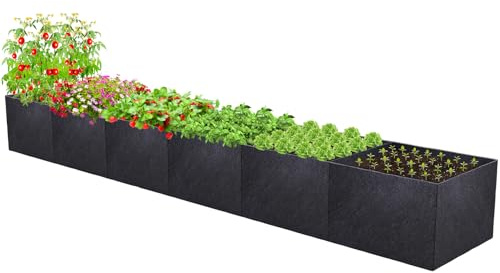 POILKMNI 12x2x1ft Fabric Raised Garden Bed - Outdoor Planter Box Non-Woven Fabric Patio Planting Bed Garden Grow Bed Bag for Growing Herbs, Flowers and Vegetables