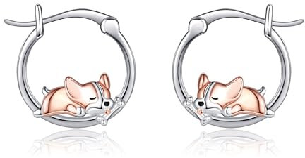 Corgi Ohrringe S925 Sterlingsilber Hunde Creolen Corgi Schmuck für Corgi Liebhaber für Frauen