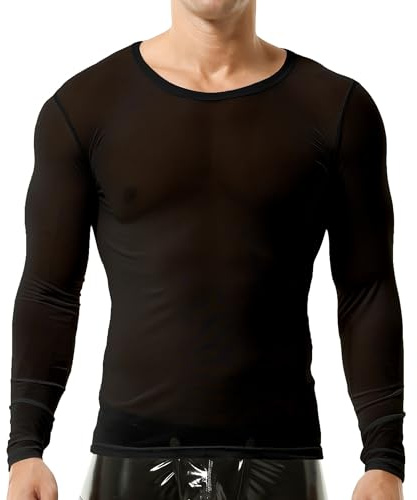 YOOBNG Mens Mesh Undershirt See Through Shirts Short Sleeves Tank Tops Sheer Shirt Activewerar