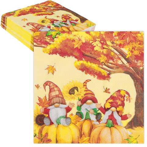 40 Stück Herbst Servietten als Tischdeko, 33x33cm herbstlich Deko Papierservietten Geschenk Herbstdeko für Erntedankfest Thanksgiving Party Dekoration