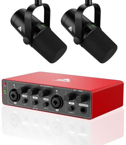 Audio Array Pro Podcasting Bundle | Audio-Interface mit 48 V Phantomspeisung & Dual-USB/XLR-Touch-Control-Mikrofonen | 192 kHz/24 Bit, Stummschaltung, Monitor, Lautstärkeregler | Aufnahme, Streaming