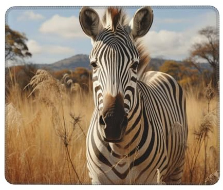 Mauspad Zebra Klein Mousepad 400 x 300 mm - Vernähter Rand - rutschfest - für Gaming Büro Office Homeoffice - 40 x 30 cm Mouse Pad Mat - Mausunterlage klein f alle Maus Arten, Geschenk H-43