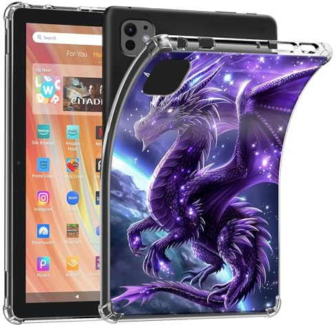 Schutzhülle für iPad Air 27,9 cm (11 Zoll) M2 2024/iPad Air 5. / 4. Generation (2022/2020), transparent, schlank, leicht, weich, flexibel, TPU, stoßdämpfend, transparent, violetter Drache