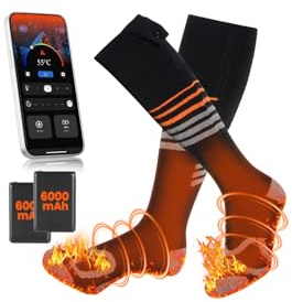 Nsyee Heated Socks, 6000mAh Rechargeable Heated Socks for Women Men