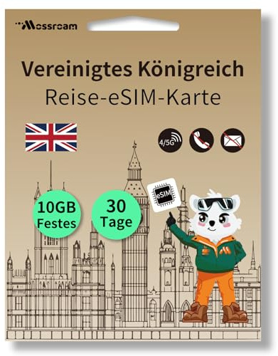 Nur Daten in Großbritannien, eSIM-Karte, 10 GB, Festnetz in 30 Tagen, England-Reise-Internet, Prepaid 4/5G-LTE, High-Speed-Verkehr, unbegrenzt, niedrige Geschwindigkeit