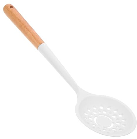 MUSISALY Slotted Spoon Silicone Cooking Spoon Strainer and Colander for Draining Pasta Vegetables and Boiling Liquid Heat Resistant Kitchen Utensil with Hanging Holes 12.80 in