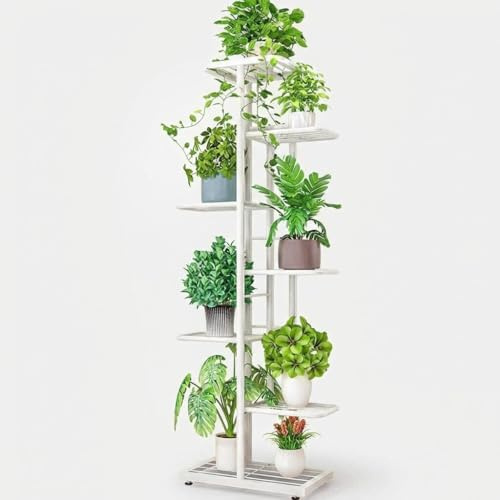 GarveeHome 7-Tier Metall Blumenregal Pflanzenregal Mehrstöckig Blumenständer Pflanzenständer Blumenbank Blumentreppe Eckregal Pflanzentreppe Standregal Für Innen Garten Balkon Deko