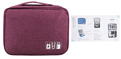 Cloimei Borsa organizer per dispositivi elettronici portatili per cavi USB Power Bank Cuffie Custodia multi scomparto per gadget con custodia per accessori tecnologici da viaggio l (Viola)