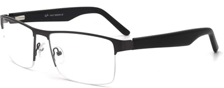 Herren Metallbrille Brillen Rechteck Halber Rahmen Klarglas Gläser Brillen
