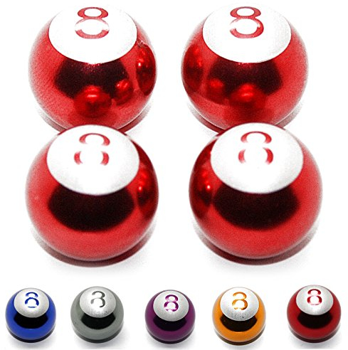 4x Ventile Billard - Kugel Motorrad Auto Fahrrad Bike LKW PKW Ventilkappen (Chrom)