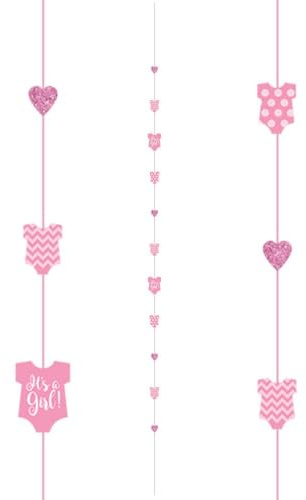 Amscan 110450 - Baby Girl Pink Glitter Paper Balloon Tail - 1.82m