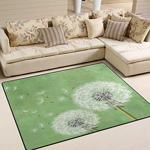 Naanle Teppich mit Blumenmuster, rutschfest, für Wohnzimmer, Esszimmer, Schlafzimmer, Küche, 50 x 80 cm, Pusteblumen-Teppich