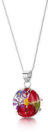 Shrieking Violet 925 Sterling Silver Round Real Flower Pendant Necklace