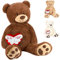 BRUBAKER XXL Teddybär 100 cm Braun mit einem Einen Engel ohne Flügel nennt Man Mama Herz Stofftier Plüschtier Kuscheltier