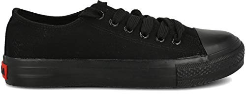 PAYMA - Zapatillas Bambas Botas de Lona Mujer. Puntera de Goma. Playeras de Deporte Casual y Caminar. Color: Negro Total Piso Sencillo. Talla 38