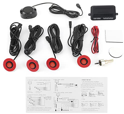 Parksensoren Rot-Car Reverse Backup-Parksensor-Radarsystem, 16,5 Mm Auto-Eingebauter Backup-Radarsensor-Umkehrhilfe Mit Audio-Summer-Zusatzsatz(Rot)