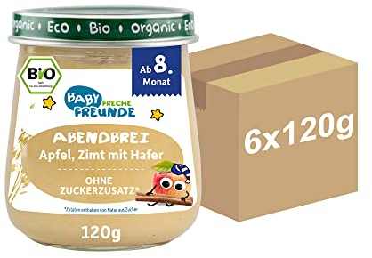 Freche Freunde Bio Babybrei, Apfel, Zimt mit Hafer, 6 x 120 g